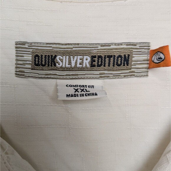 Quiksilver Edition Shirt Mens 2XL Beige Silk Cotton Comfort Fit Tiki Hawaiian - Picture 7 of 7